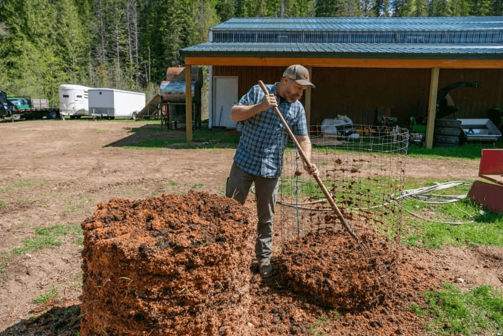 Compost maintenance with turning and moisture control